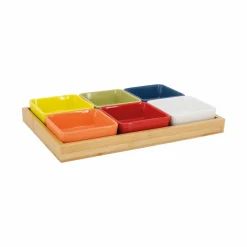 Schalenset mit Holztablett Nr. 1, 7-tlg.